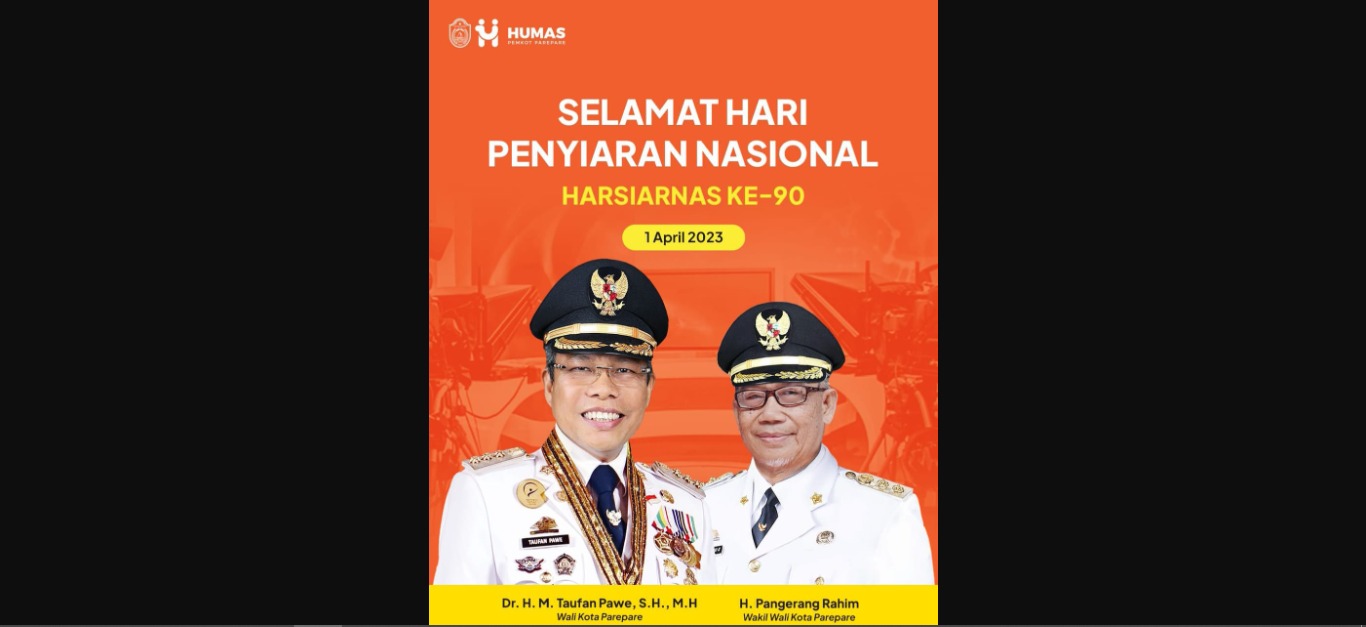 Pemkot Parepare Ucapkan Selamat Harsiarnas ke-90