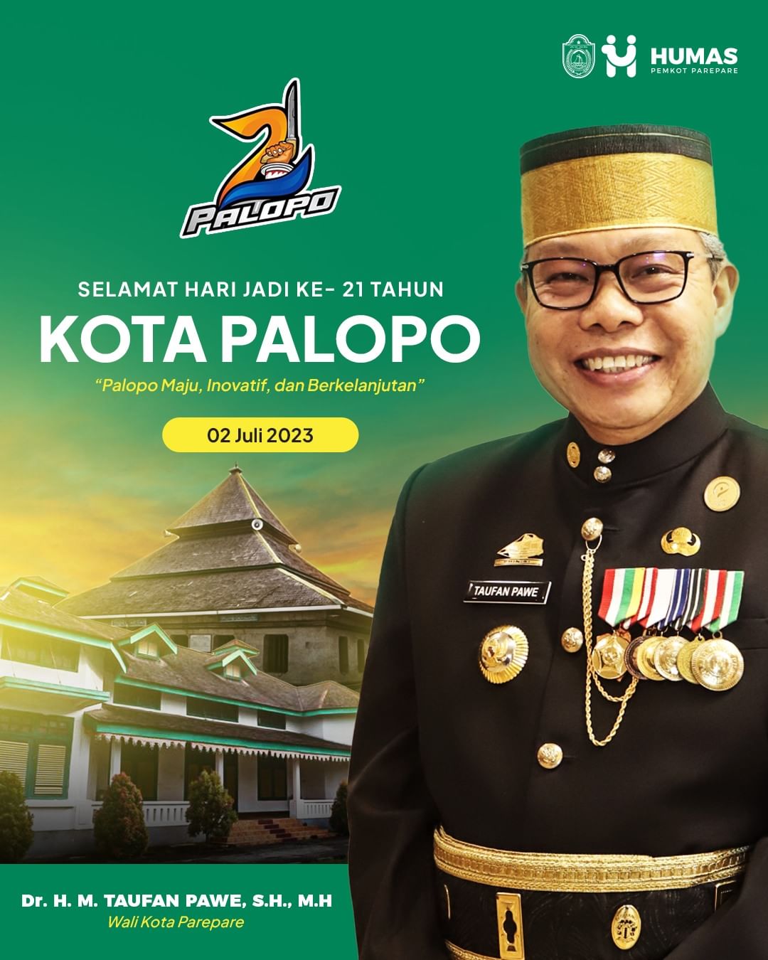 Wali Kota Parepare Taufan Ucapkan Selamat Hari Jadi ke–21 Kota Palopo
