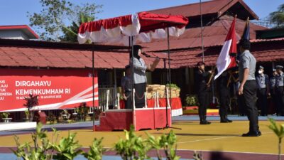 Rutan Pinrang Peringati Harla Kemenkumham ke-78, Warga Binaan Jadi Pengibar Bendera