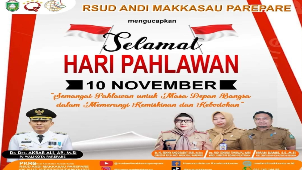RSUD Andi Makkasau Parepare Ucapkan Selamat Hari Pahlawan ke-78