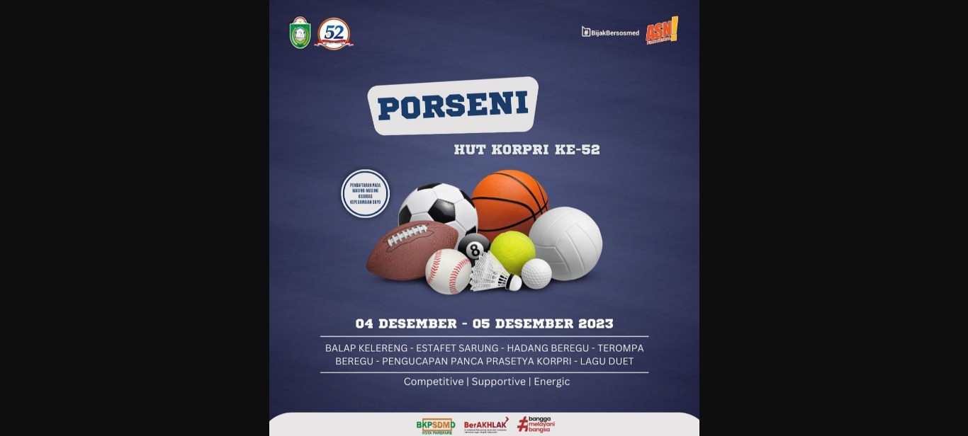 Pemkot Parepare Gelar Perseni Semarakkan HUT KORPRI ke-52