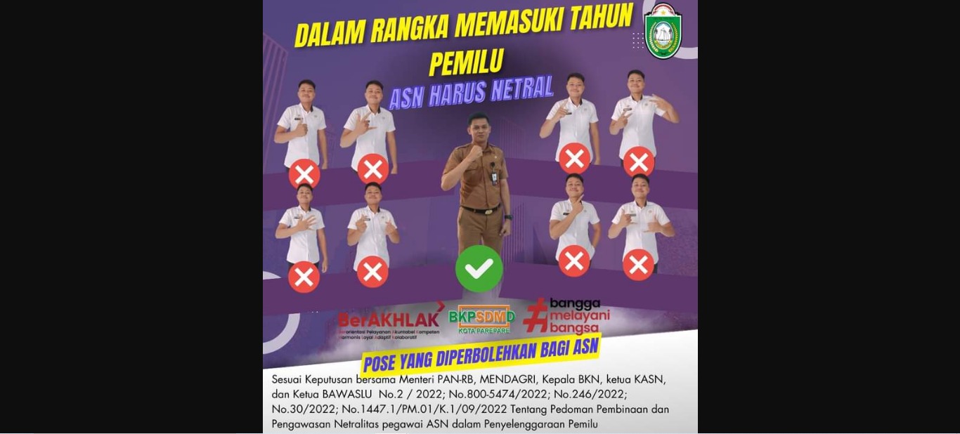 BKPSDMD Parepare Sosialisasikan Pose Netralitas Bagi ASN