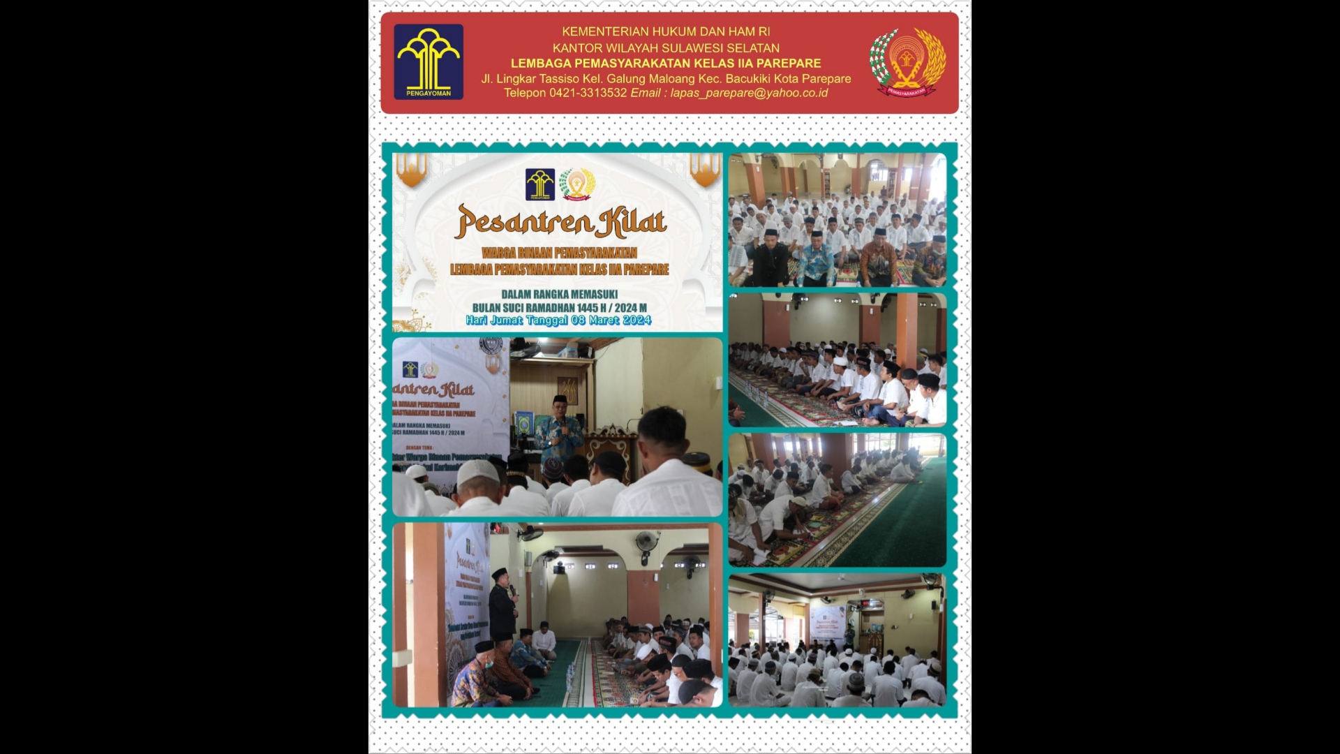 Menyongsong Ramadan, Lapas Kelas IIA Parepare Gelar Pesantren Kilat dan Pembinaan Spiritual untuk Warga Binaan