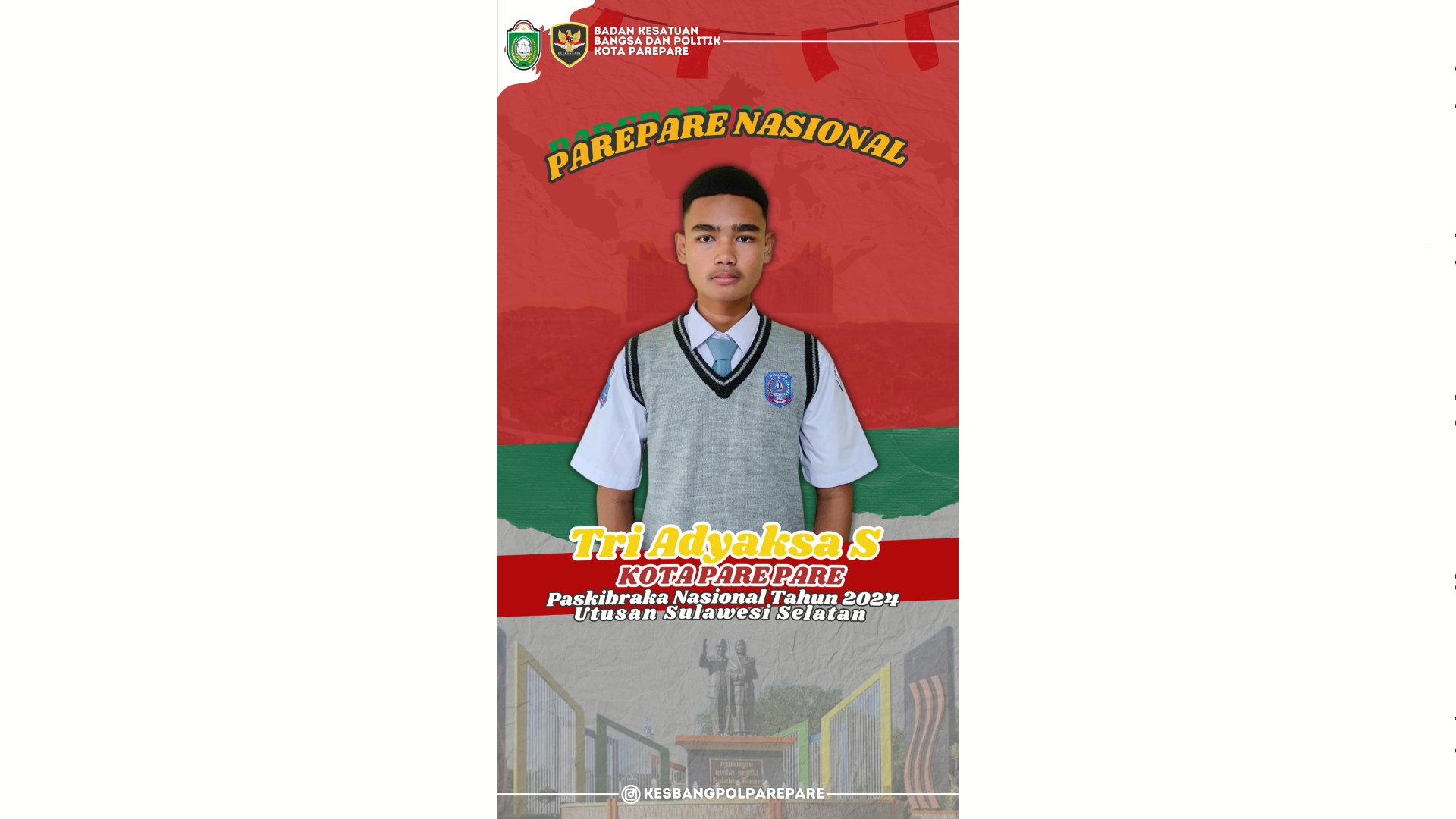 Pelajar Asal Parepare Try Adiyaksa Surianto Wakili Sulsel sebagai Paskibraka Nasional