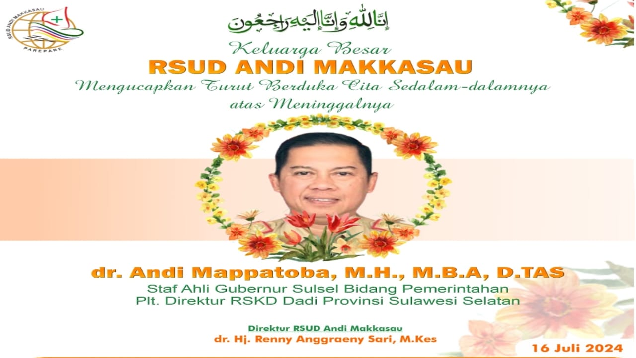 RS Andi Makkasau Parepare Sampaikan Belasungkawa atas Wafatnya dr. Andi Mappatoba
