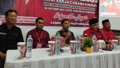Tasming-Hermanto Paparkan Visi Misi di Hadapan Peserta Rakercabsus PDI Perjuangan Kota Parapare