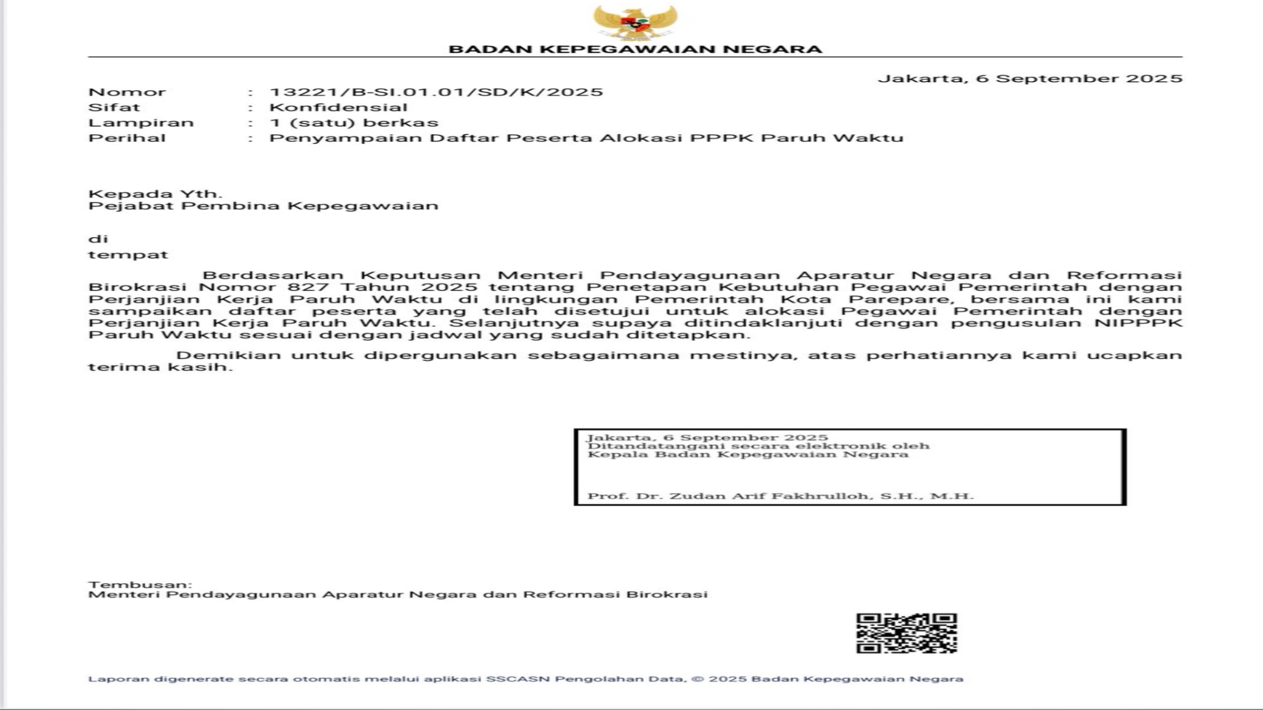 Pemkot Parepare Terima Alokasi PPPK Paruh Waktu dari BKN