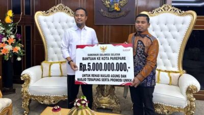 Terima Bantuan Rp5 Miliar, Wali Kota Tasming Hamid Apresiasi Dukungan Pemprov Sulsel bagi Pembangunan Parepare